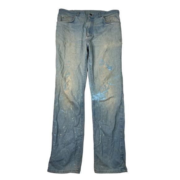 Lee VTG 90s Relaxed Straight Jeans Paint Splatter FLAW Light Wash Mens 36x32 - Picture 1 of 8